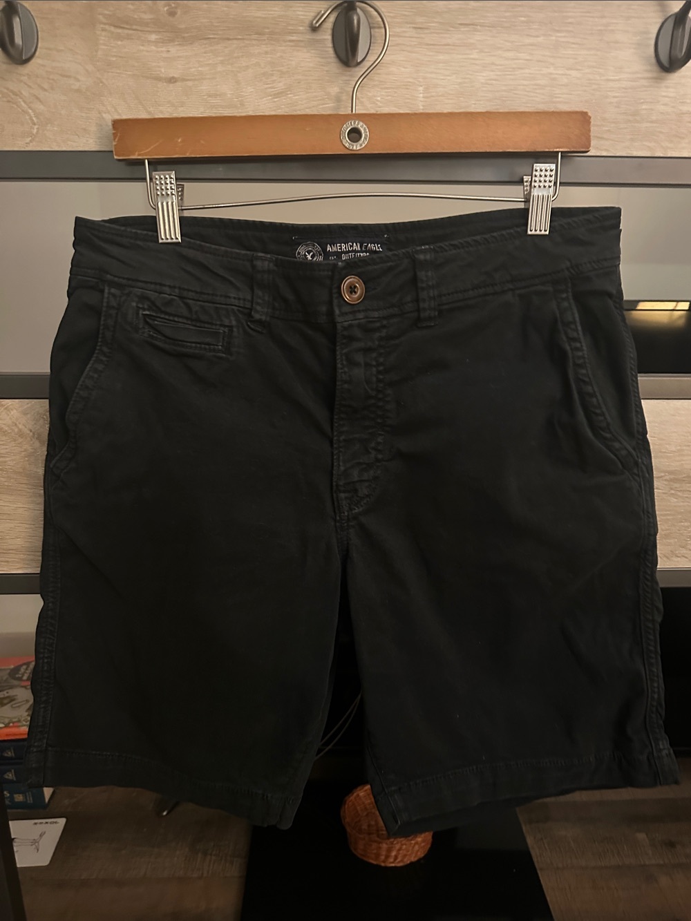American Eagle Outfitters Black Flat-Front Men's Shorts